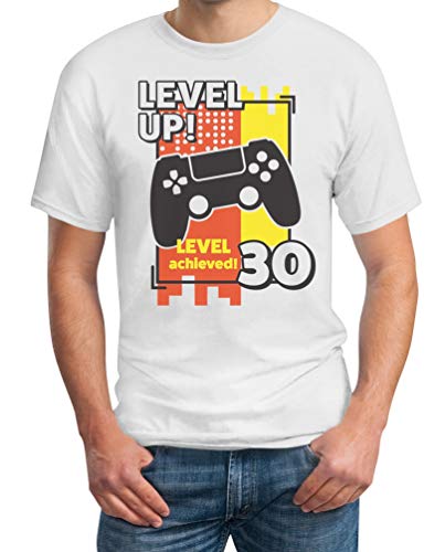 30 Geburtstag Level Up Gamer Gamer Geschenke Männer Herren T-Shirt XXXXX-Large Weiß von Shirtgeil