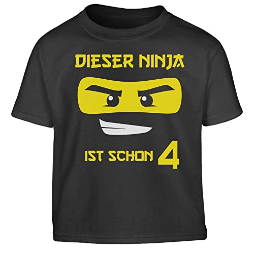 4 Geburtstag Junge Shirt Dieser Ninja ist Schon 4 Kinder Jungen T-Shirt 104 Schwarz von Shirtgeil