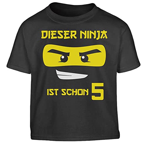 Jungen Tshirt 5 Geburtstag Junge Shirt Dieser Ninja ist Schon 5 Kinder T-Shirt Junge 116 Schwarz von Shirtgeil