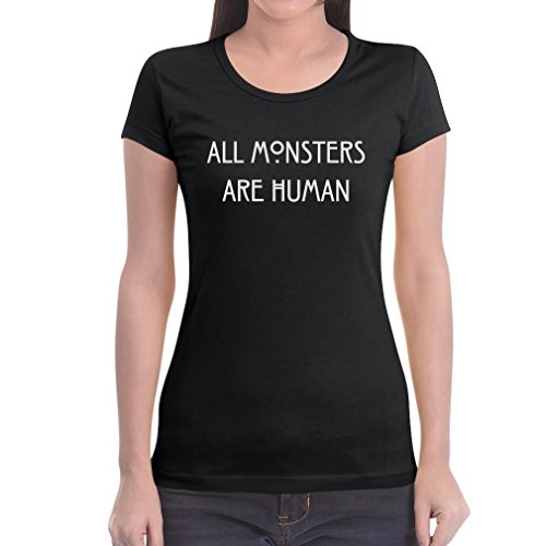All Monsters Are Human Damen Schwarz Medium T-Shirt - Bedruckte Fun Shirts von Shirtgeil