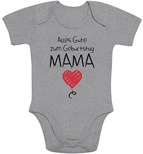 Shirtgeil Baby Body Kurzarm Alles Gute Zum Geburtstag Mama - Mutter Geschenk Baby Mädchen Junge 3-6 Monate Grau von Shirtgeil