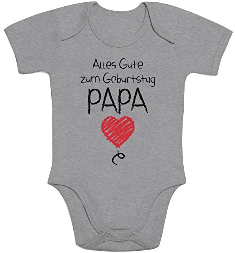 Shirtgeil Baby Body mit Spruch - Alles Gute Zum Geburtstag Papa - Vater Geschenk - Papa Kurzarm Strampler Junge Mädchen Babybody Überraschung für Junge Väter 3-6 Monate Grau von Shirtgeil