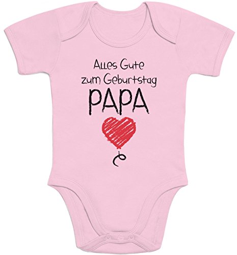 Shirtgeil Baby Body mit Spruch - Alles Gute Zum Geburtstag Papa - Vater Geschenk - Papa Kurzarm Strampler Junge Mädchen Babybody Überraschung für Junge Väter 0-3 Monate Rosa von Shirtgeil