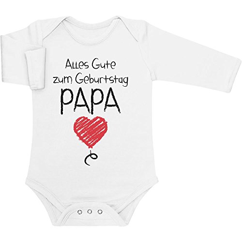 Shirtgeil Baby Body Langarm - Alles Gute Zum Geburtstag Papa - Vater Geschenk 6-12 Monate Weiß von Shirtgeil