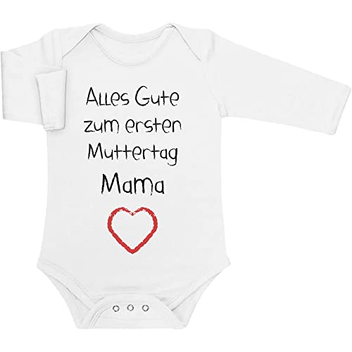 Shirtgeil Langarm Baby Body Mama - Alles Gute zum ersten Muttertag Mama Geschenk für Mutter 0-3 Monate Weiß von Shirtgeil