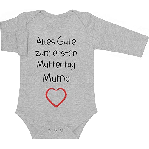 Shirtgeil Langarm Baby Body Mama - Alles Gute zum ersten Muttertag Mama Geschenk für Mutter 3-6 Monate Grau von Shirtgeil