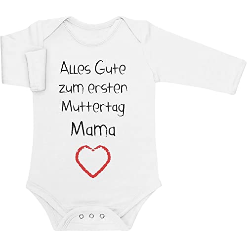 Shirtgeil Langarm Baby Body Mama - Alles Gute zum ersten Muttertag Mama Geschenk für Mutter 3-6 Monate Weiß von Shirtgeil