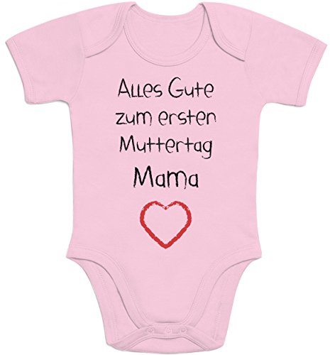 Shirtgeil Baby Body mit Spruch Mama Alles Gute zum ersten Muttertag Mama Herz Geschenk für Mama 0-3 Monate Rosa von Shirtgeil