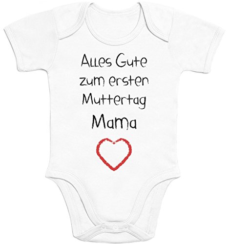 Shirtgeil Baby Body mit Spruch Mama Alles Gute zum ersten Muttertag Mama Herz Geschenk für Mama 0-3 Monate Weiß von Shirtgeil