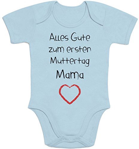 Shirtgeil Baby Body mit Spruch Mama Alles Gute zum ersten Muttertag Mama Herz Geschenk für Mama 12-18 Monate Hellblau von Shirtgeil