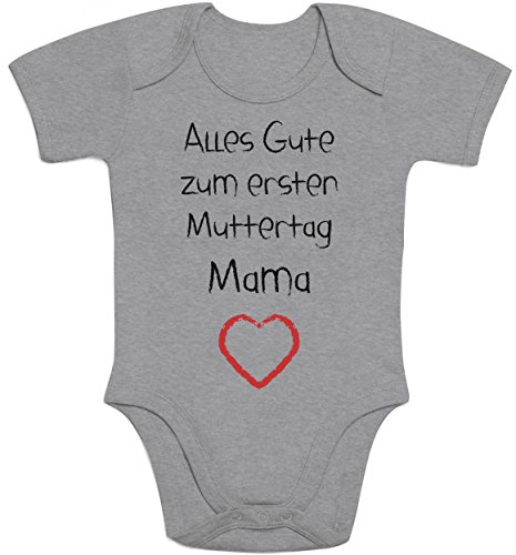 Shirtgeil Baby Body mit Spruch Mama Alles Gute zum ersten Muttertag Mama Herz Geschenk für Mama 3-6 Monate Grau von Shirtgeil