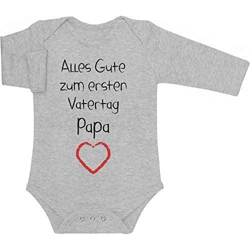 Shirtgeil Langarm Baby Body Alles Gute zum ersten Vatertag Papa Herz - Vater Geschenk Papa Baby 0-3 Monate Grau von Shirtgeil