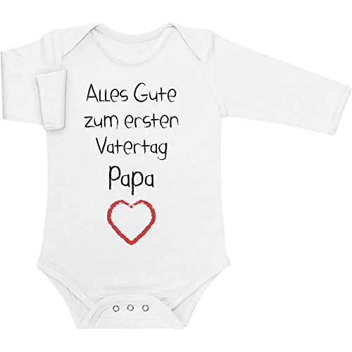 Shirtgeil Langarm Baby Body Alles Gute zum ersten Vatertag Papa Herz - Vater Geschenk Papa Baby 0-3 Monate Weiß von Shirtgeil