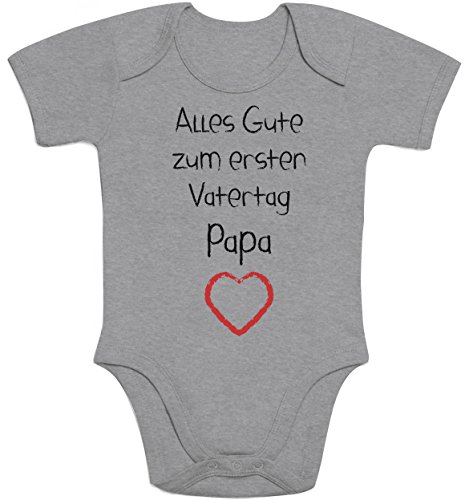 Shirtgeil Baby Body Junge Mädchen Alles Gute zum ersten Vatertag Papa Baby Geschenk Papa 0-3 Monate Grau von Shirtgeil