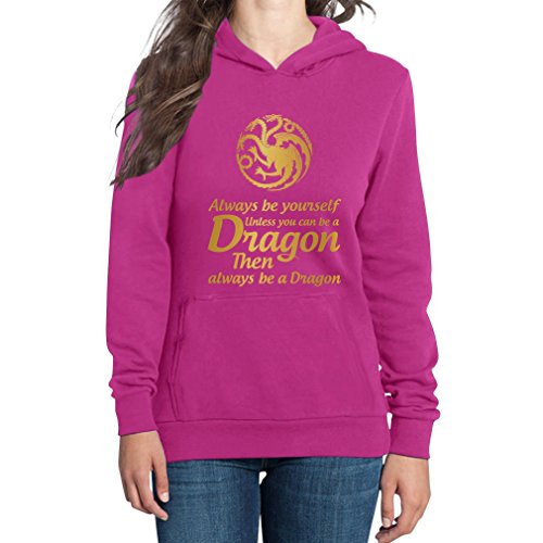 Always Be A Dragon - Thrones Cooles Fan Game Motiv Frauen Kapuzenpullover Hood X-Large Rosa von Shirtgeil