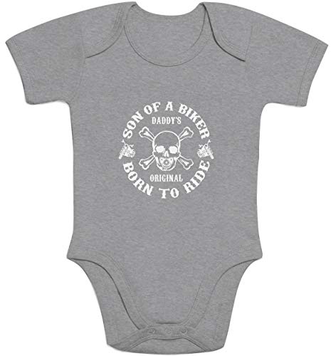 Baby Body Daddy's Original - Son of a Biker - Baby Motorrad Geschenke Papa 3-6 Monate Grau von Shirtgeil