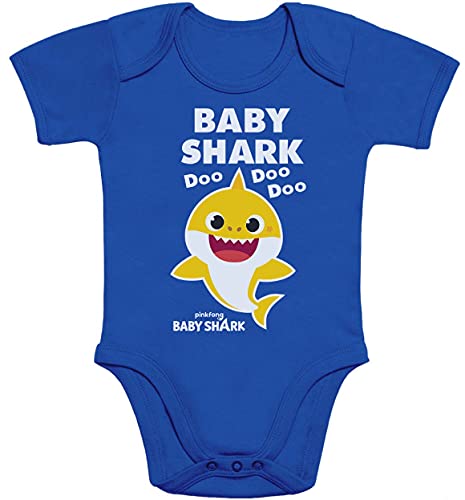 Baby Body Kurzarm Pinkfong Baby Shark DOO DOO Bekleidung Mädchen Junge 6M Blau von Shirtgeil