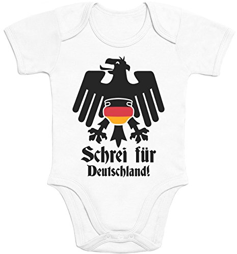 Baby Body Kurzarm Schrei Für Deutschland Lustiger Bundesadler Windel Geschenke 0-3 Monate Weiß von Shirtgeil