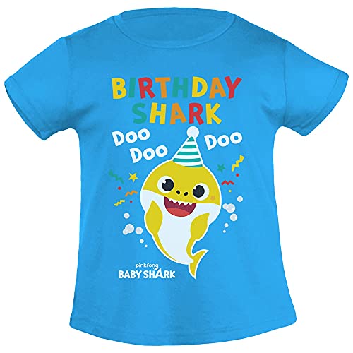 Mädchen T-Shirt Geburtstag - Baby Shark 2 3 4 5 Geburtstagskind Birthday Shark 104 Hellblau von Shirtgeil