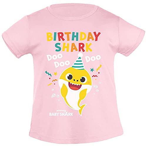 Mädchen T-Shirt Geburtstag - Baby Shark 2 3 4 5 Geburtstagskind Birthday Shark 116 Rosa von Shirtgeil