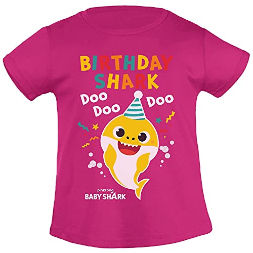 Mädchen T-Shirt Geburtstag - Baby Shark 2 3 4 5 Geburtstagskind Birthday Shark 94 Beere von Shirtgeil