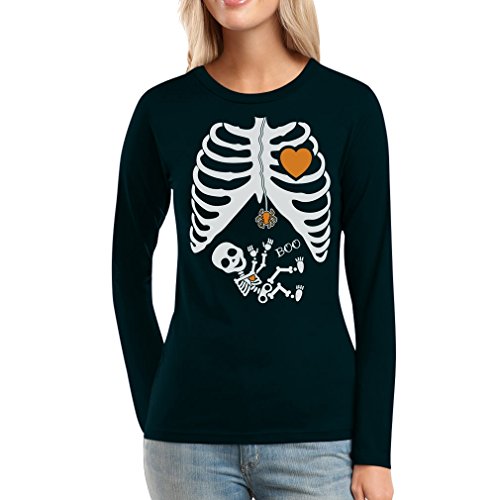 Baby Skelett - Witziges Halloween Outfit Kostüm Frauen Langarm-T-Shirt Large Schwarz von Shirtgeil
