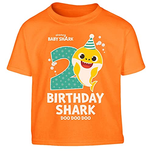 Baby Tshirt Jungen Birthday Baby Shark Geburtstags T-Shirt 2 Jahre Kinder Kleidung 94 Orange von Shirtgeil