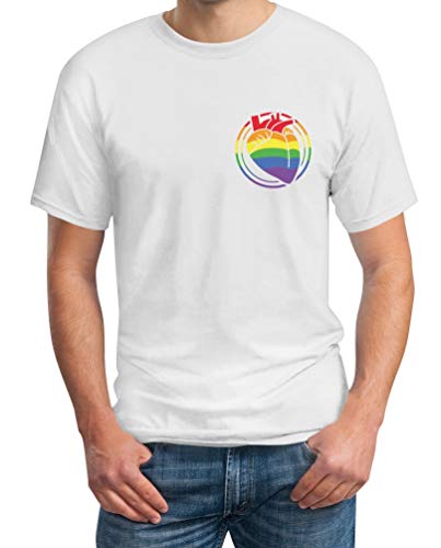 CSD/LGBT Gay Pride Rainbow Heart Pocket Herren T-Shirt XXL Weiß von Shirtgeil