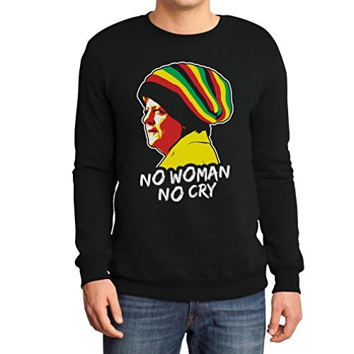 Coole Jamaika Merkel in Reggae Mütze - No Woman No Cry Herren Pulli Sweatshirt Large Schwarz von Shirtgeil