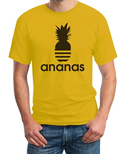 T-Shirt Herren - Cooles Ananas Pineapple Sommer Shirt - Outfit Herren Kleidung Sommer Männer Tshirt Kurzarm L Gelb von Shirtgeil