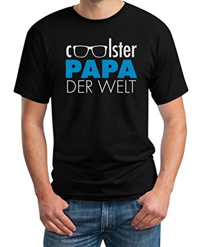 Coolster Papa der Welt - Geschenk für Vatertag/Herrentag T-Shirt L Schwarz von Shirtgeil