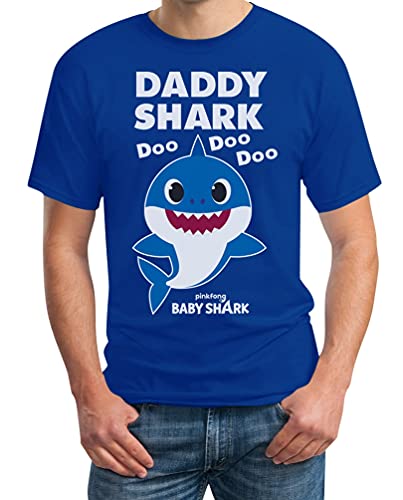 Herren T-Shirt Daddy Shark DOO DOO DOO - Baby Shark Geschenk Papa X-Large Blau von Shirtgeil