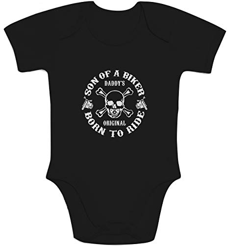 Baby Body Daddy's Original - Son of a Biker - Baby Motorrad Geschenke Papa 3-6 Monate Schwarz von Shirtgeil