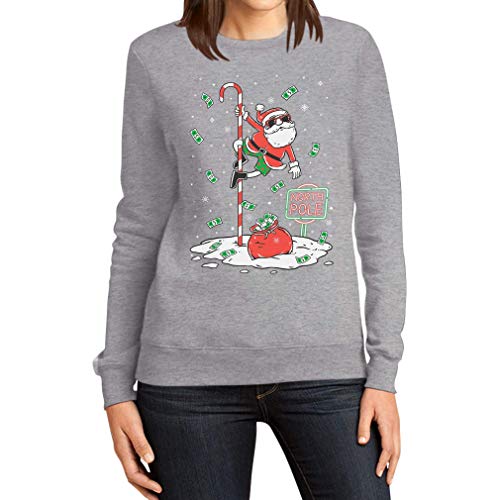 Dancing Santa North Pole Weihnachtspullover Frauen Sweatshirt Small Grau von Shirtgeil