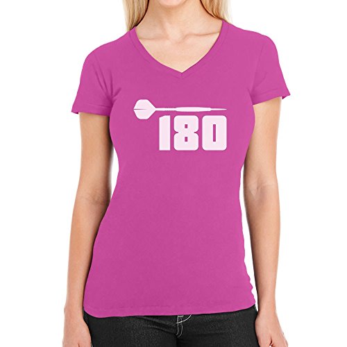 Dart 180 - Motiv für Darts Spieler und Fans Damen T-Shirt V-Ausschnitt X-Large Wow rosa von Shirtgeil