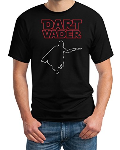 T-Shirt Herren Dart Vader - Witziges Männer Dart Shirt für Darts Fans Tshirt L Schwarz von Shirtgeil