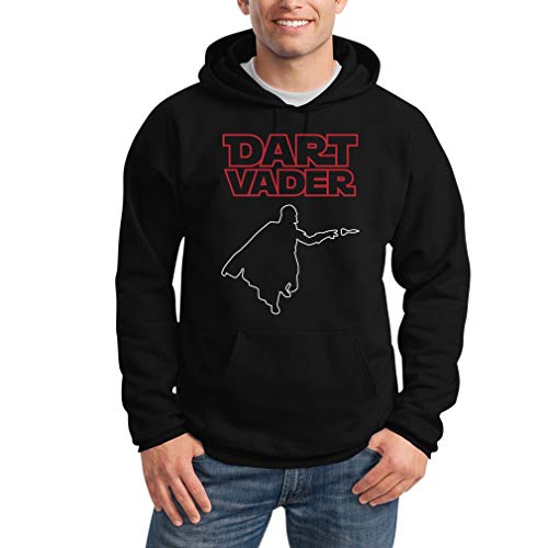Dart Vader - Witziges Motiv für Darts Fans Kapuzenpullover Männer Sweatshirt Spruch Pullover mit Kapuze X-Large Schwarz von Shirtgeil