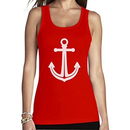 Der Anker in Weiss - Das Original Super Trendy Frauen Tank Top Large Rot von Shirtgeil