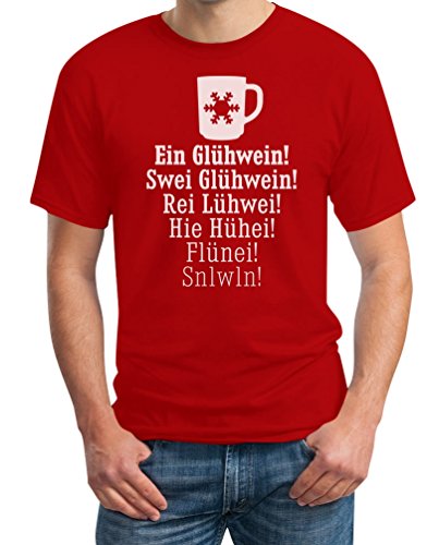 EIN Glühwein Swei Glühwein - Adventszeit Weihnachten Lustiges Motiv T-Shirt XXL Rot von Shirtgeil
