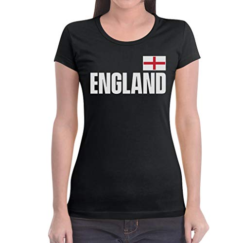 England Fußball EM Fan Trikot Damen T-Shirt Slim Fit Large Schwarz von Shirtgeil
