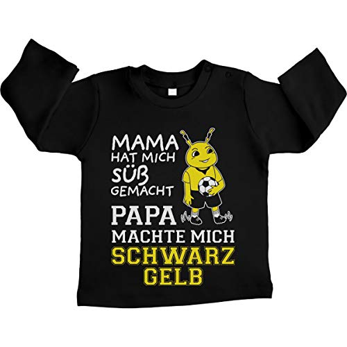 Baby Langarmshirt Junge Fußball Fanartikel Papa machte Mich Schwarz Gelb 12-18 Monate Schwarz von Shirtgeil