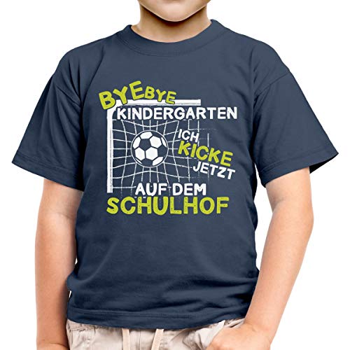 Jungen Tshirt Fußball Geschenke Einschulung Junge - T-Shirt Schulanfang Geschenk Junge 128 Marineblau von Shirtgeil