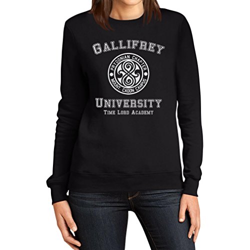 Gallifrey University Damen Schwarz Medium Sweatshirt - Doctor Time Academy Who von Shirtgeil