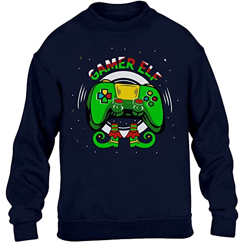 Gamer Elf Weihnachts Kinder Controller Kinder Pullover Sweatshirt 140 Marineblau von Shirtgeil