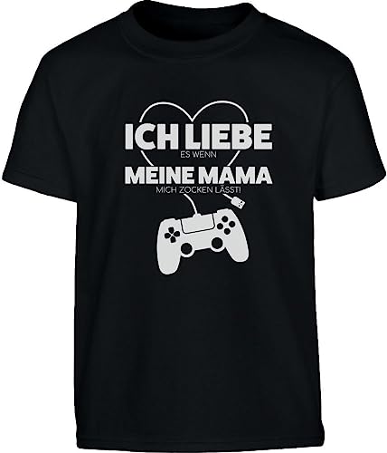 Gamer Liebe Es Wenn Meine Mama Mich Zocken Lässt Kinder und Teenager T-Shirt 146 Schwarz von Shirtgeil