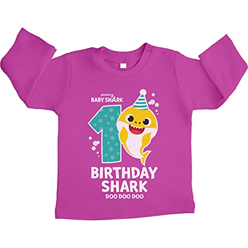 Geburtstag Baby Shark 1 Jahre Geschenk Unisex Baby Langarmshirt Gr. 66-93 18M Rosa von Shirtgeil