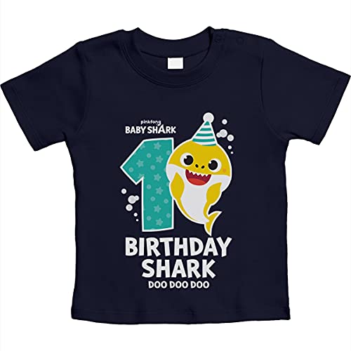 Geburtstag Birthday Baby Shark 1 Jahre Geschenk Unisex Baby T-Shirt Gr. 66-93 12M Marineblau von Shirtgeil