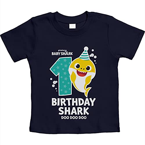 Geburtstag Birthday Baby Shark 1 Jahre Geschenk Unisex Baby T-Shirt Gr. 66-93 18M Marineblau von Shirtgeil