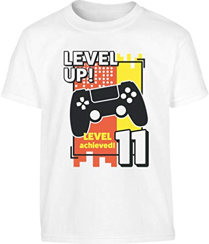Geburtstags Junge Level Up 11. Geburtstag Jungen Kinder und Teenager T-Shirt 11-12 Jahre (152cm) Weiß von Shirtgeil
