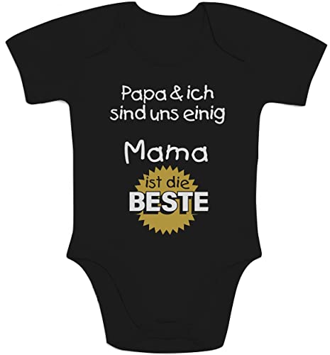 Shirtgeil Shirtgeil Geschenk fr Mama - Papa & ich sind Uns einig Mama ist die Beste Baby Body Kurzarm-Body, Schwarz, 81/86 (12-18M), Schwarz, 81/86 (12-18M) von Shirtgeil